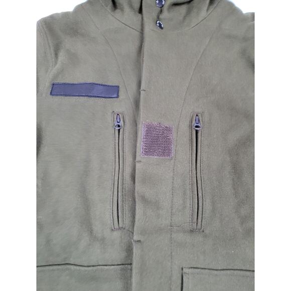 Izzue IZ-X04-Army Green Wool Blend Mens Large Button Military Style Heavy Jacket - Picture 3 of 16